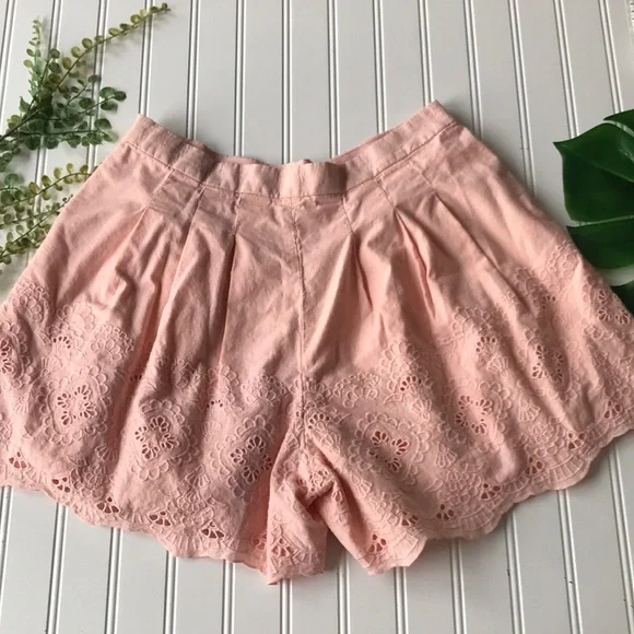 J. Crew eyelet shorts paper bag pink high waist pleated - Picture 2 of 9